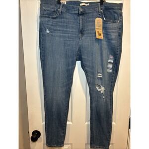 Levi's Women's‎ Blue 711 Mid Rise Skinny Distressed Jeans Pants Plus Size 24W